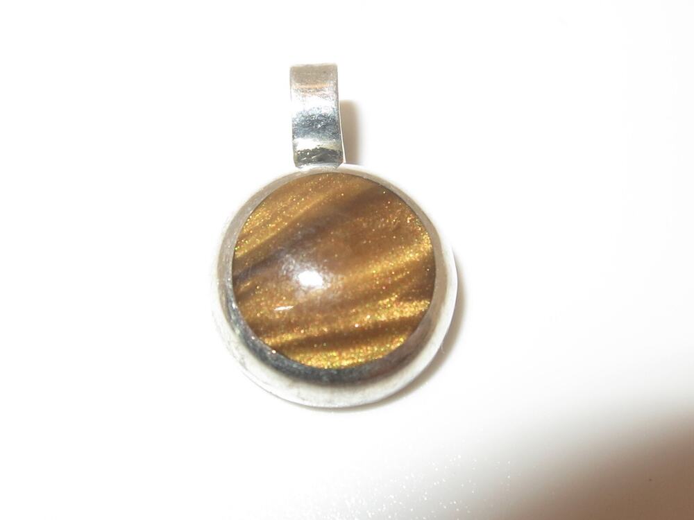 Vintage Sterling Silver Cat's Eye Petite Mini Pendant